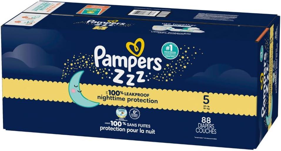 imagePampers Overnight Diapers  Swaddlers Overnights  Size 3 116 Count Disposable Baby Diaper Night Time Leak and Skin ProtectionSize 5