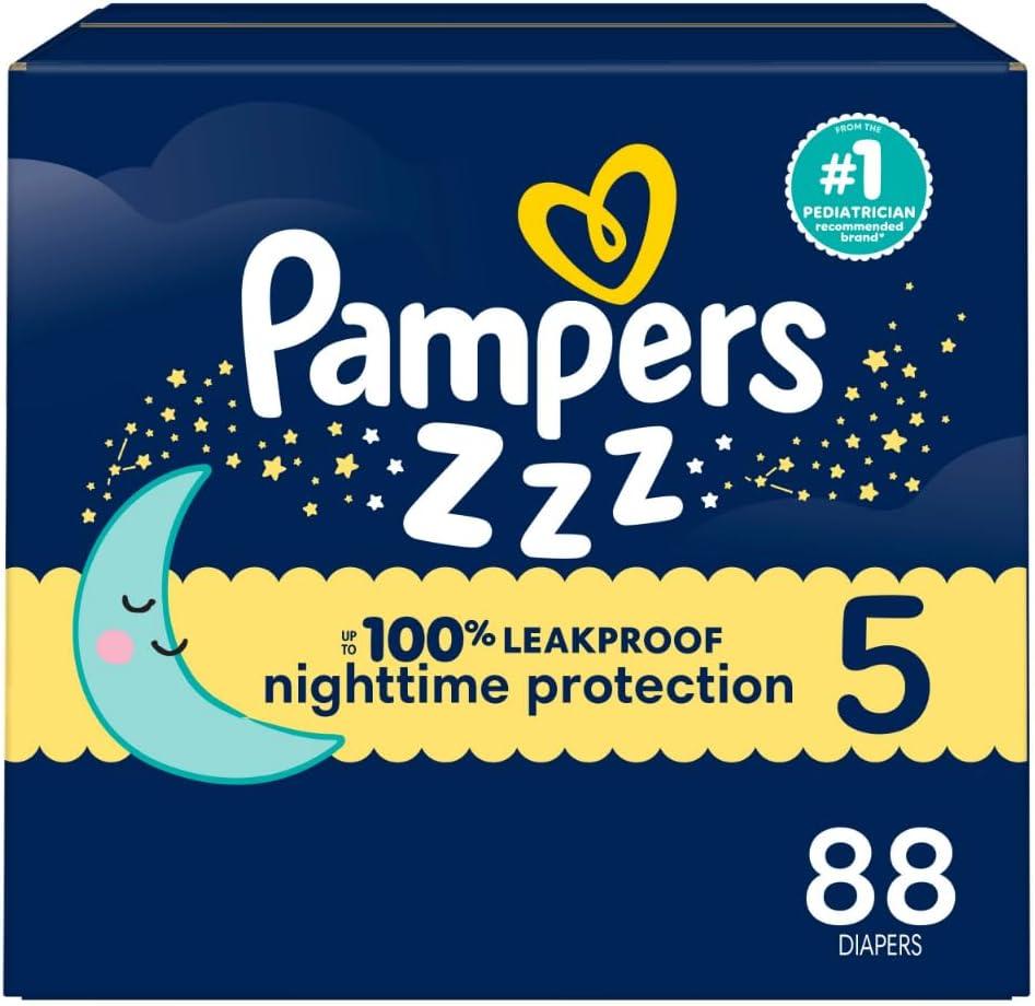 imagePampers Overnight Diapers  Swaddlers Overnights  Size 3 116 Count Disposable Baby Diaper Night Time Leak and Skin ProtectionSize 5