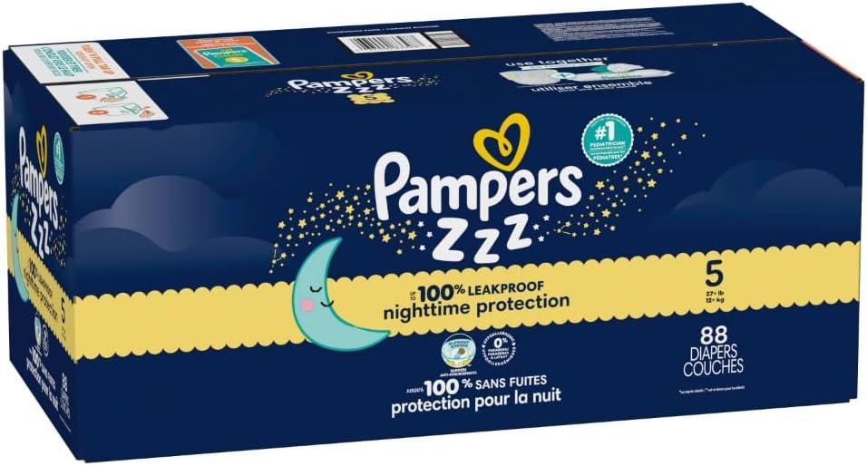 imagePampers Overnight Diapers  Swaddlers Overnights  Size 3 116 Count Disposable Baby Diaper Night Time Leak and Skin ProtectionSize 5