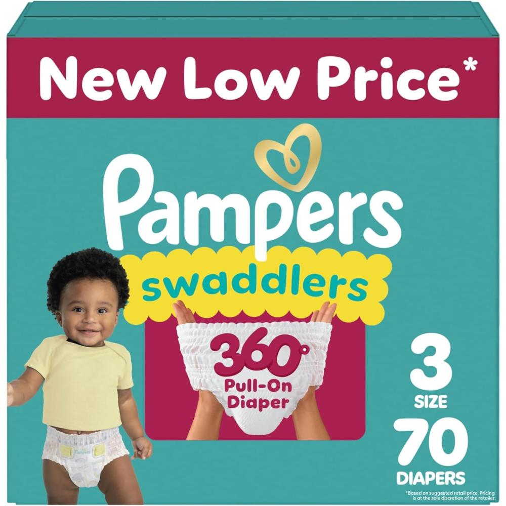 imagePampers Diapers  Swaddlers 360  Size 3 156 Count for up to 100 Leakproof Premium Skin Protection Packaging May VarySize 3