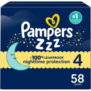imagePampers Overnight Diapers  Swaddlers Overnights  Size 3 116 Count Disposable Baby Diaper Night Time Leak and Skin ProtectionSize 4
