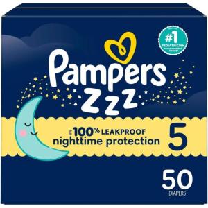 imagePampers Overnight Diapers  Swaddlers Overnights  Size 3 116 Count Disposable Baby Diaper Night Time Leak and Skin ProtectionSize 5