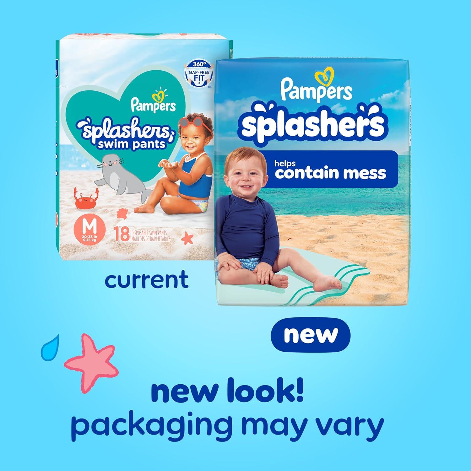 imagePampers Swim Diapers  Splashers  Size 23 20 Count GapFree Disposable Baby Swimming PantsSize 4