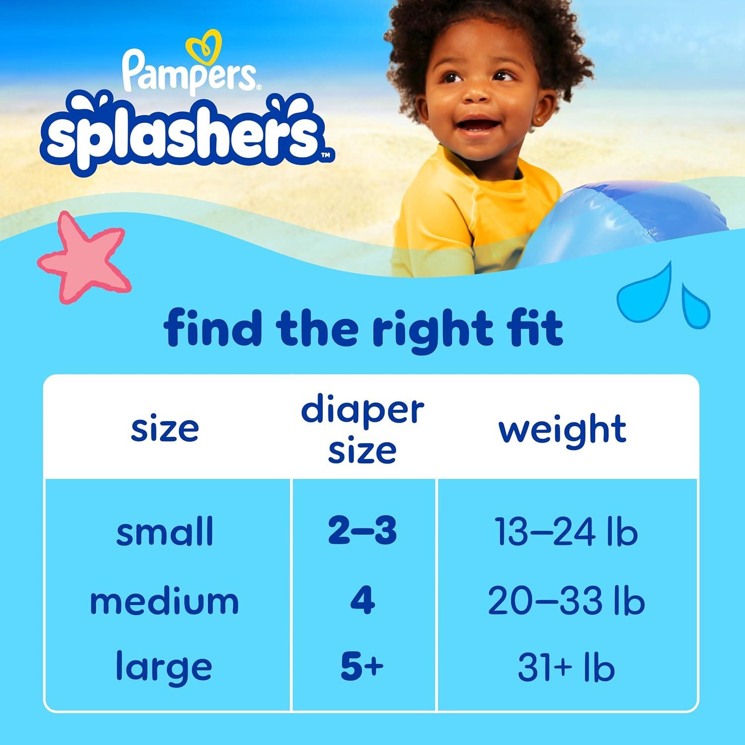 imagePampers Swim Diapers  Splashers  Size 23 20 Count GapFree Disposable Baby Swimming PantsSize 5