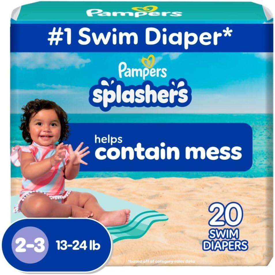 imagePampers Swim Diapers  Splashers  Size 23 20 Count GapFree Disposable Baby Swimming PantsSize 23