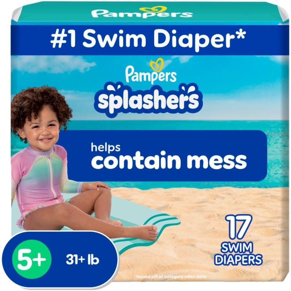 imagePampers Swim Diapers  Splashers  Size 23 20 Count GapFree Disposable Baby Swimming PantsSize 5