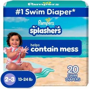 imagePampers Swim Diapers  Splashers  Size 23 20 Count GapFree Disposable Baby Swimming PantsSize 23