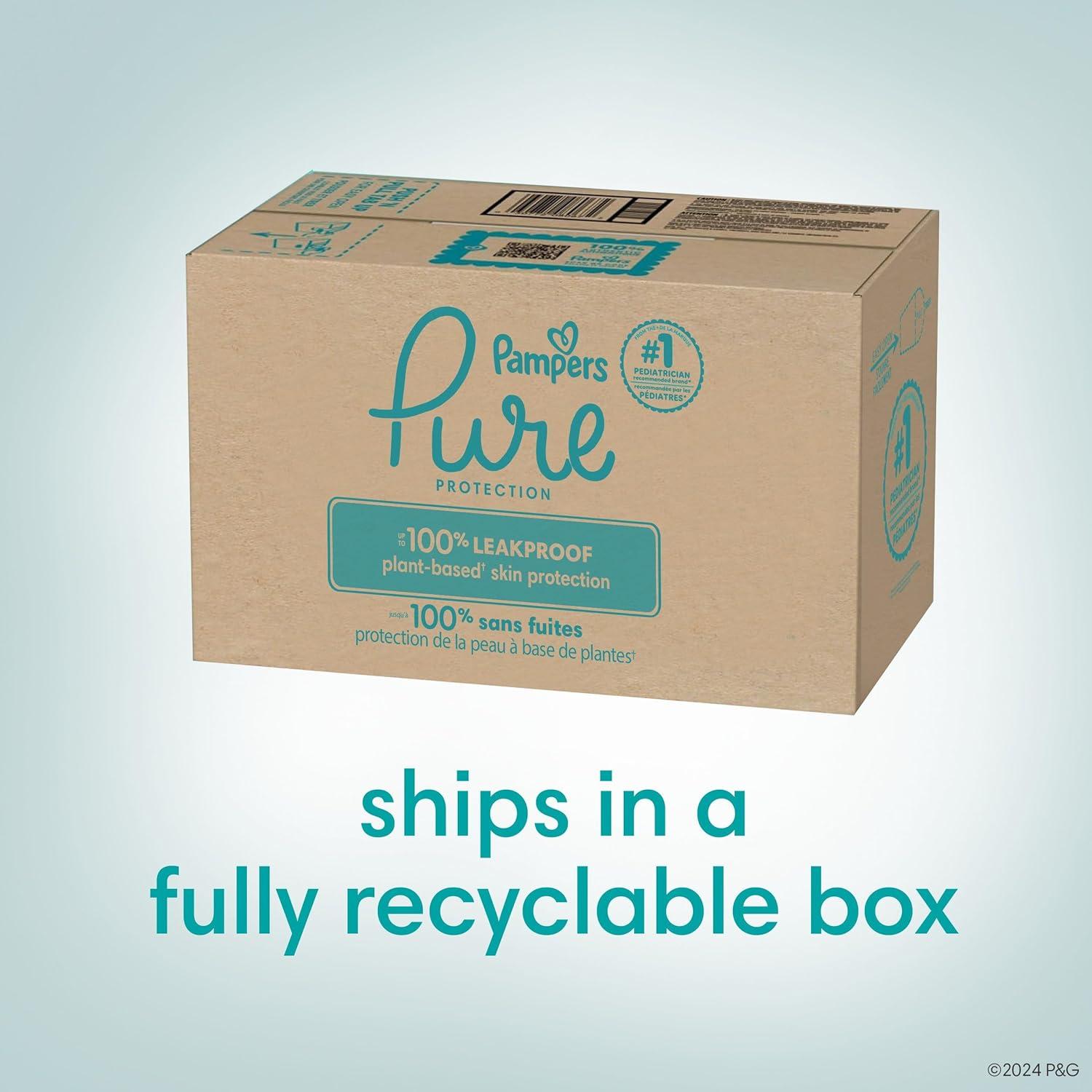 imagePampers Pure Protection Disposable Baby Diapers Size 7 One Month Supply 88 Count with Aqua Pure Baby Wipes 6X PopTop Packs 336 CountSize 3 168 Count