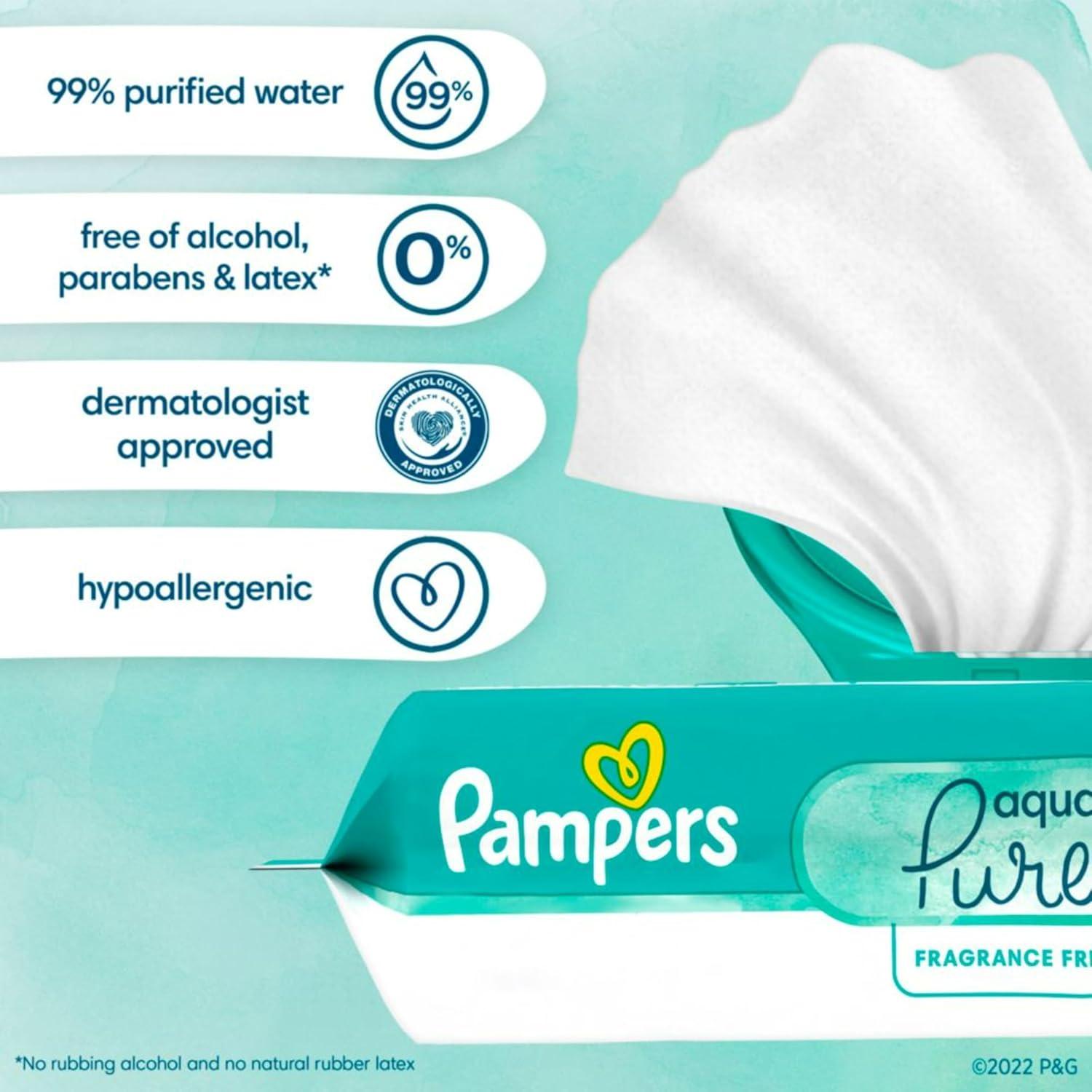 imagePampers Easy Ups Pull On Training Underwear Girls 2T3T 2 Month Supply 2 x 140 Count with Sensitive Water Based Baby Wipes 12X Multi Pack PopTop and Refill 1008 CountSize 3T4T