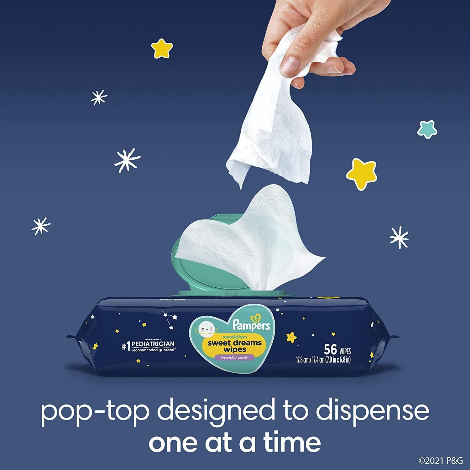 imageOvernight Diapers Size 4 58 Count and Baby Wipes  Pampers Swaddlers Overnights Disposable Baby Diapers and Sweet Dreams Wipes 12X PopTop 672 Count