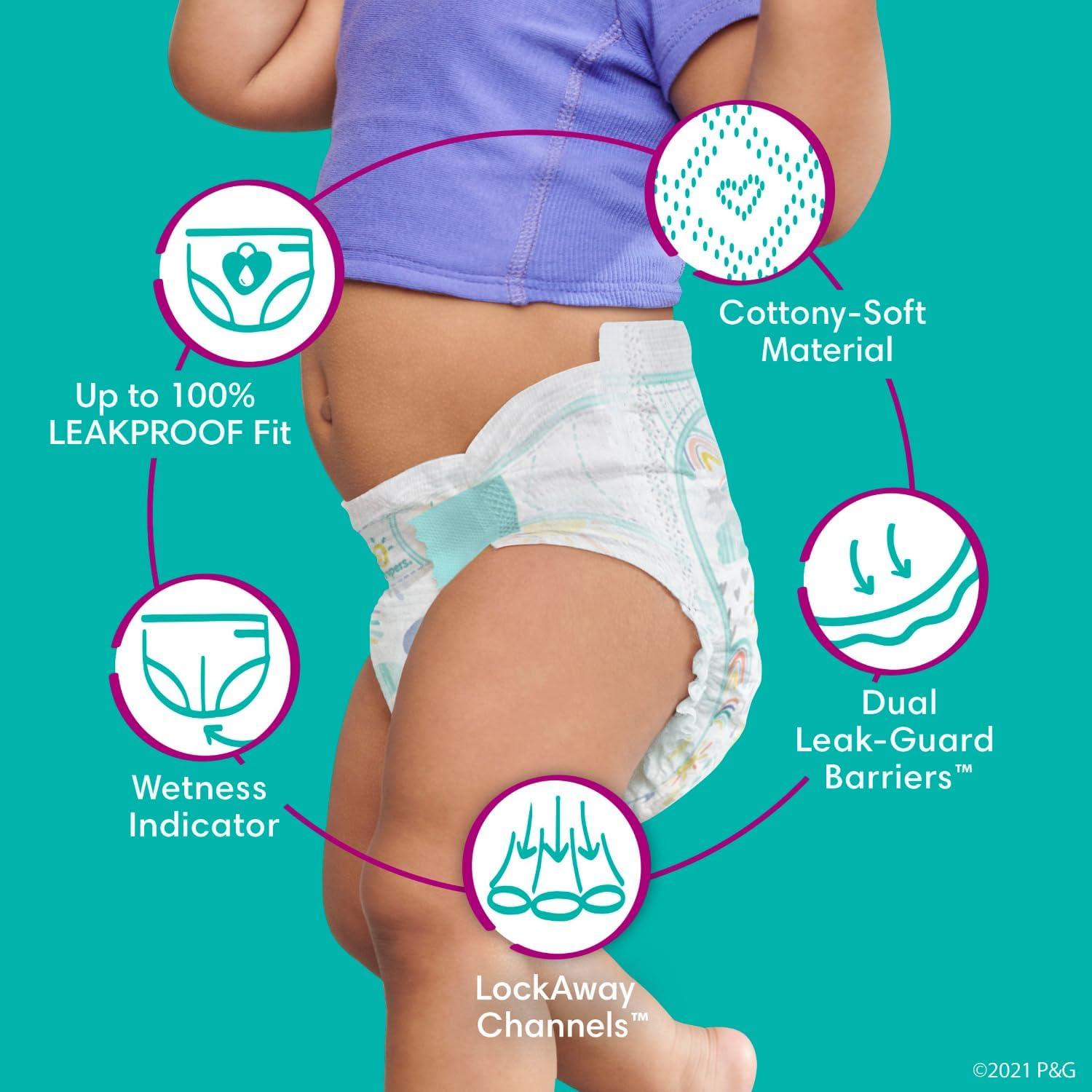 imagePampers Cruisers Disposable Baby Diapers Size 4 2 Month Supply 2 x 160 Count with Sensitive Water Based Baby Wipes 12X Multi Pack PopTop and Refill 1008 Count